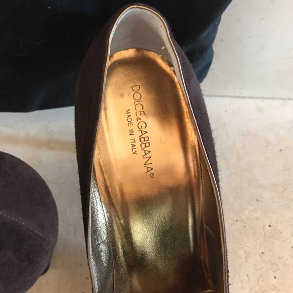 D&G women’s brown suede pumps, gold stitching 38 - Picture 2 of 4