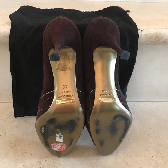 D&G women’s brown suede pumps, gold stitching 38 - Picture 3 of 4
