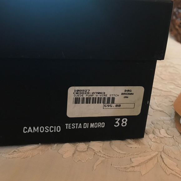 D&G women’s brown suede pumps, gold stitching 38 - Picture 4 of 4