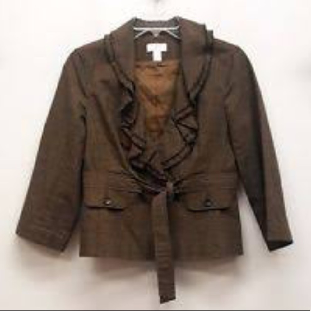 Ann Taylor Loft Brown Plaid Jacket Blazer 10