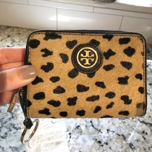 Leopard fur Tory Burch Wallet Key Chain