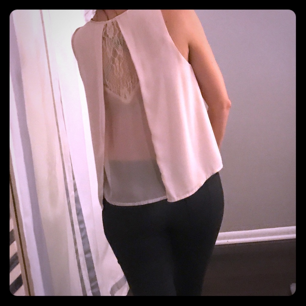 ASTR Flowy (Peek-A-Boo) Sheer back tank.