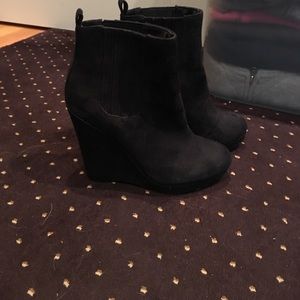Black wedge booties