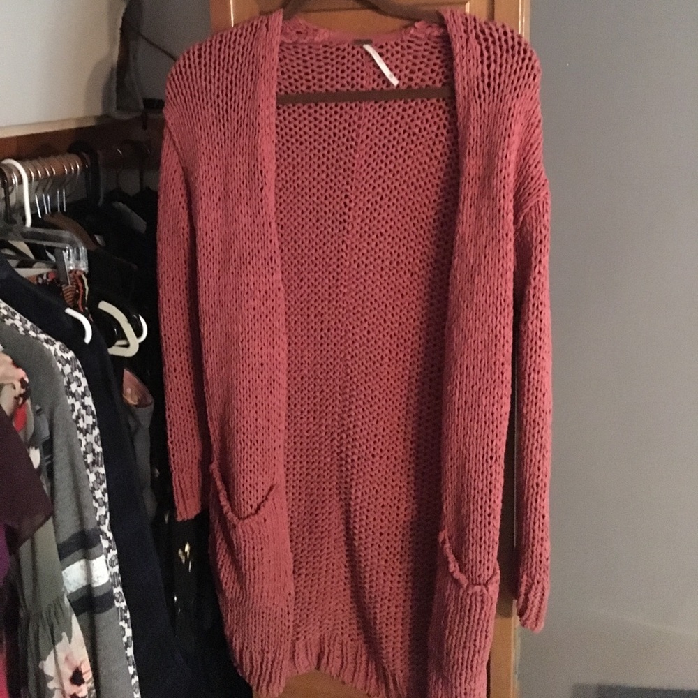Free people long woven cardigan