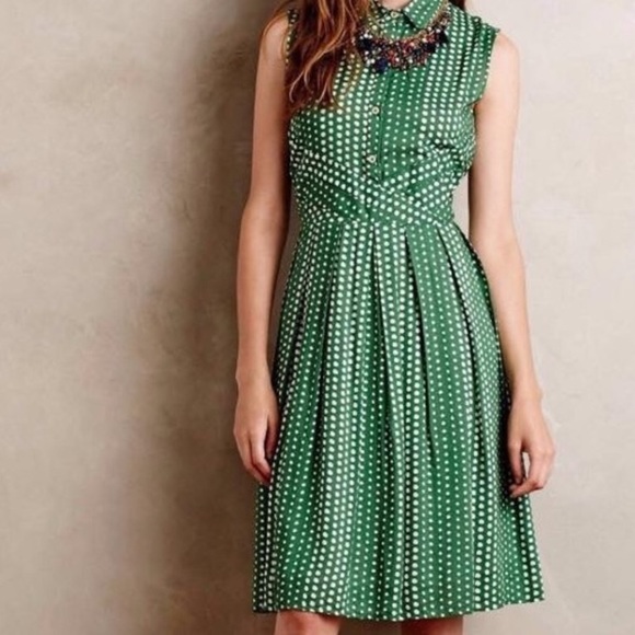 green polka dot shirt dress