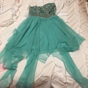 mint green/ aquamarine sequined prom dress