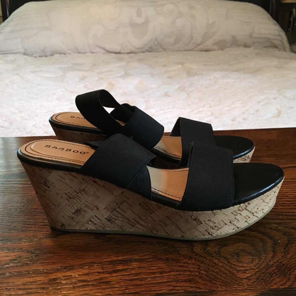 Bamboo Platform Wedges Size 8