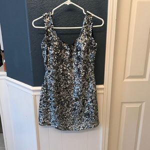 Silver sequin short dress size 8