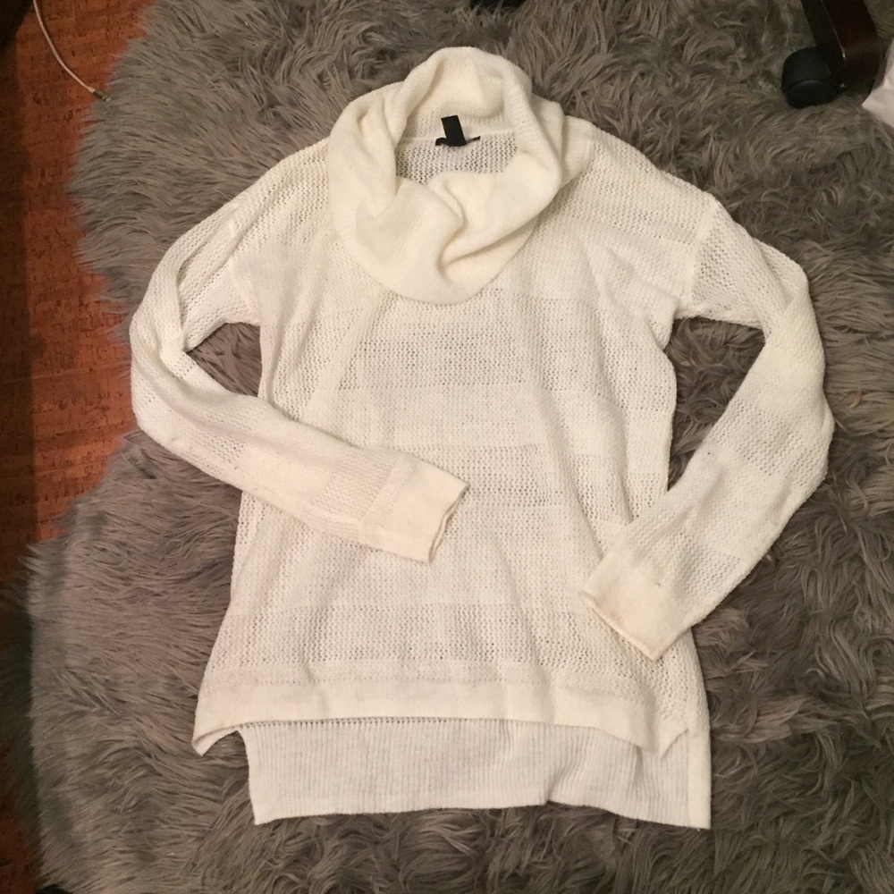 White cowl neck sweater
