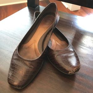Nurture Crocodile Embossed Flats in Nutty