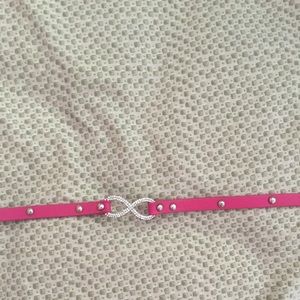 Hot pink long bracelet with a infinity symbol
