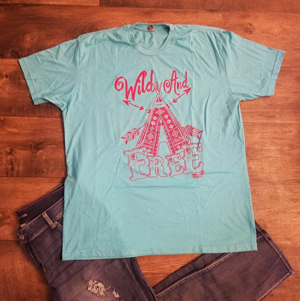 Wild and free Turquoise t shirt