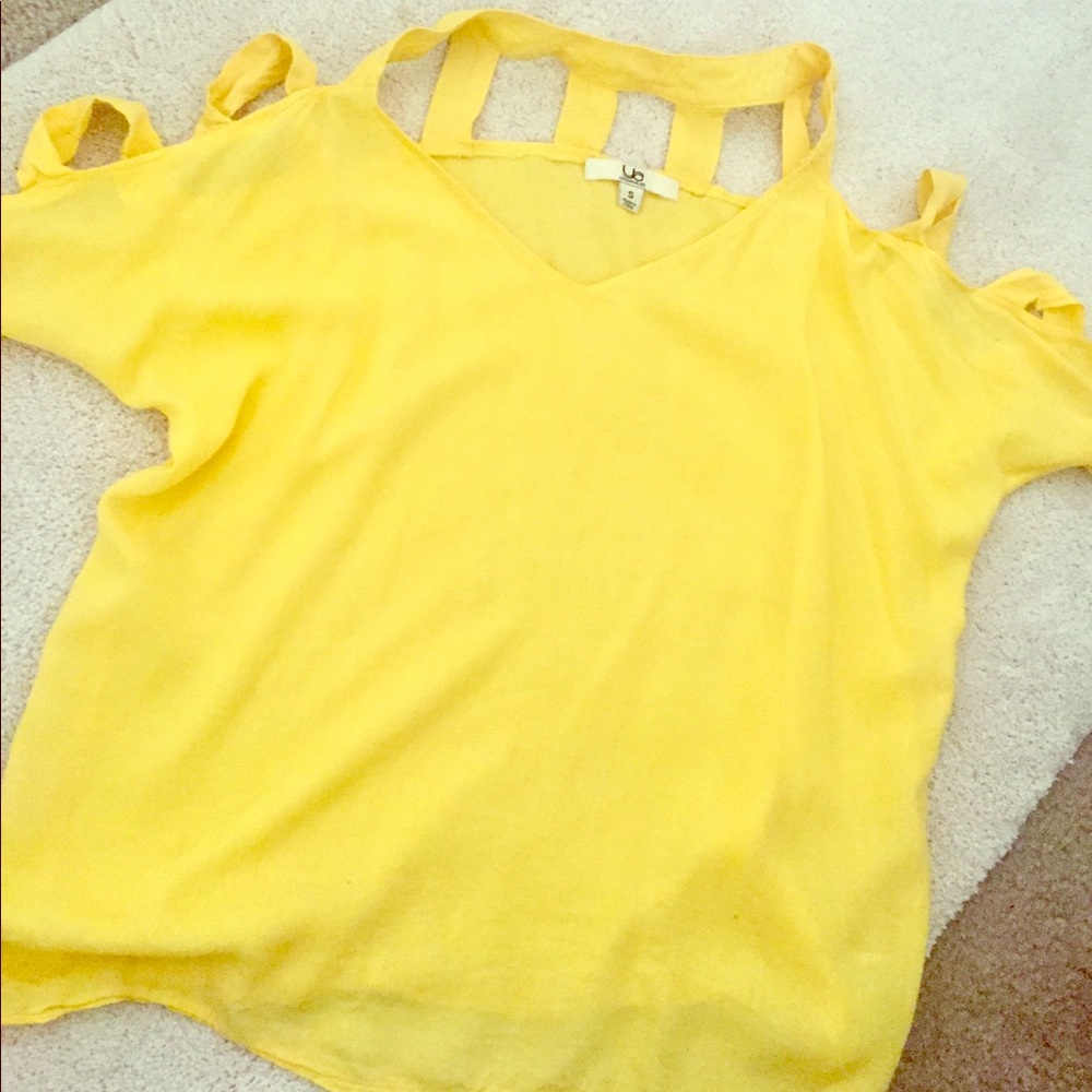 YA LA Cold Shoulder Yellow Blouse