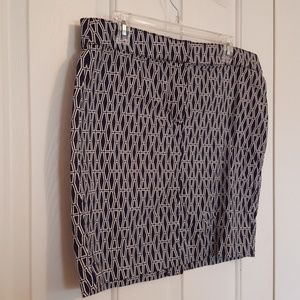 Navy and White Mod Print Skirt - Size 10