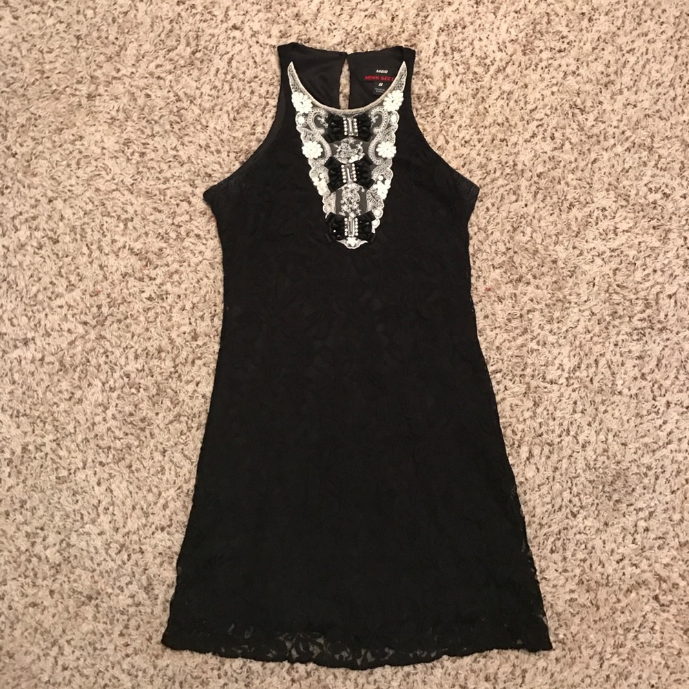 Miss Sixty Black Lace Tuxedo Dress