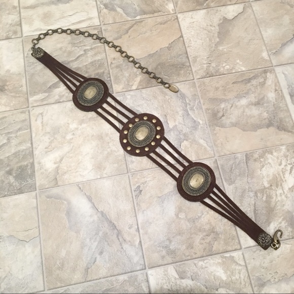 VINTAGE suede and bronze style belt main image 5