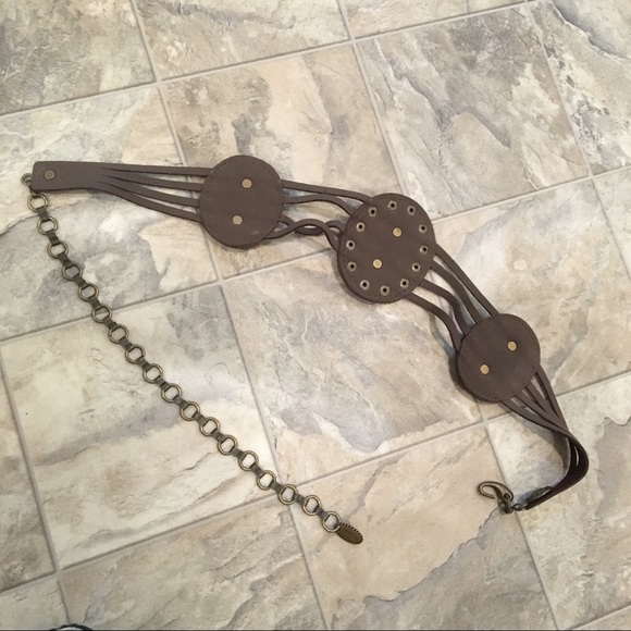 VINTAGE suede and bronze style belt main image 2