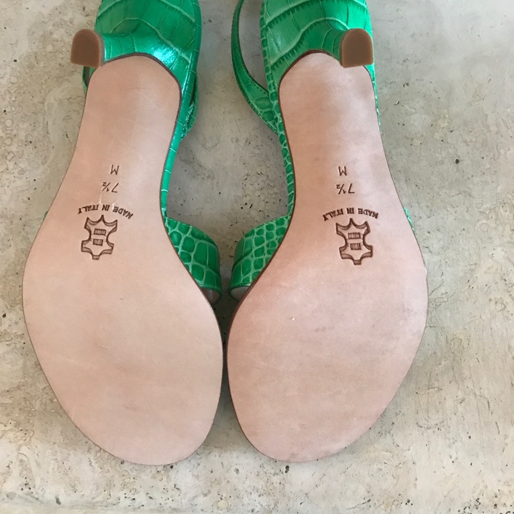 Green crocodile sandals, Isaac made in Italy - Picture 3 of 4