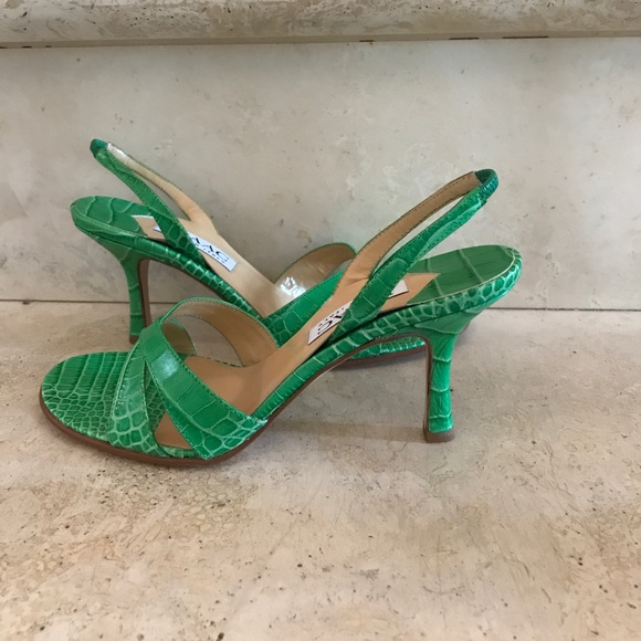 Green crocodile sandals, Isaac made in Italy - Picture 2 of 4