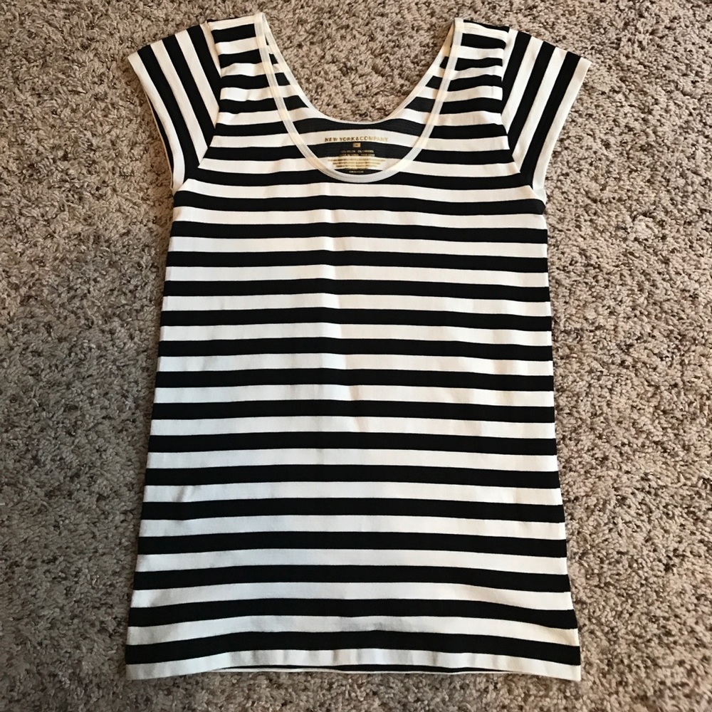 Black And White Striped Spandex Top
