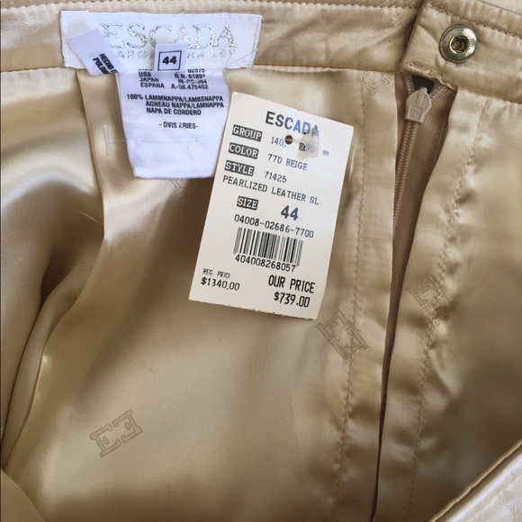 Escada pearlized golden beige real leather skirt - Picture 6 of 7