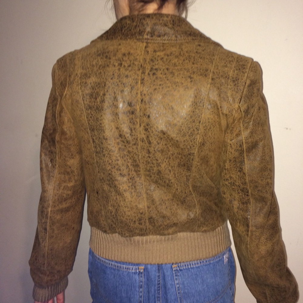 Guess Super Soft Brown Genuine Leather Jacket - Picture 6 of 8