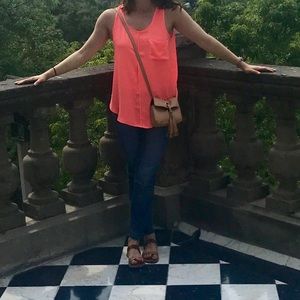 ASTR neon pink side slit tank w/ pocket