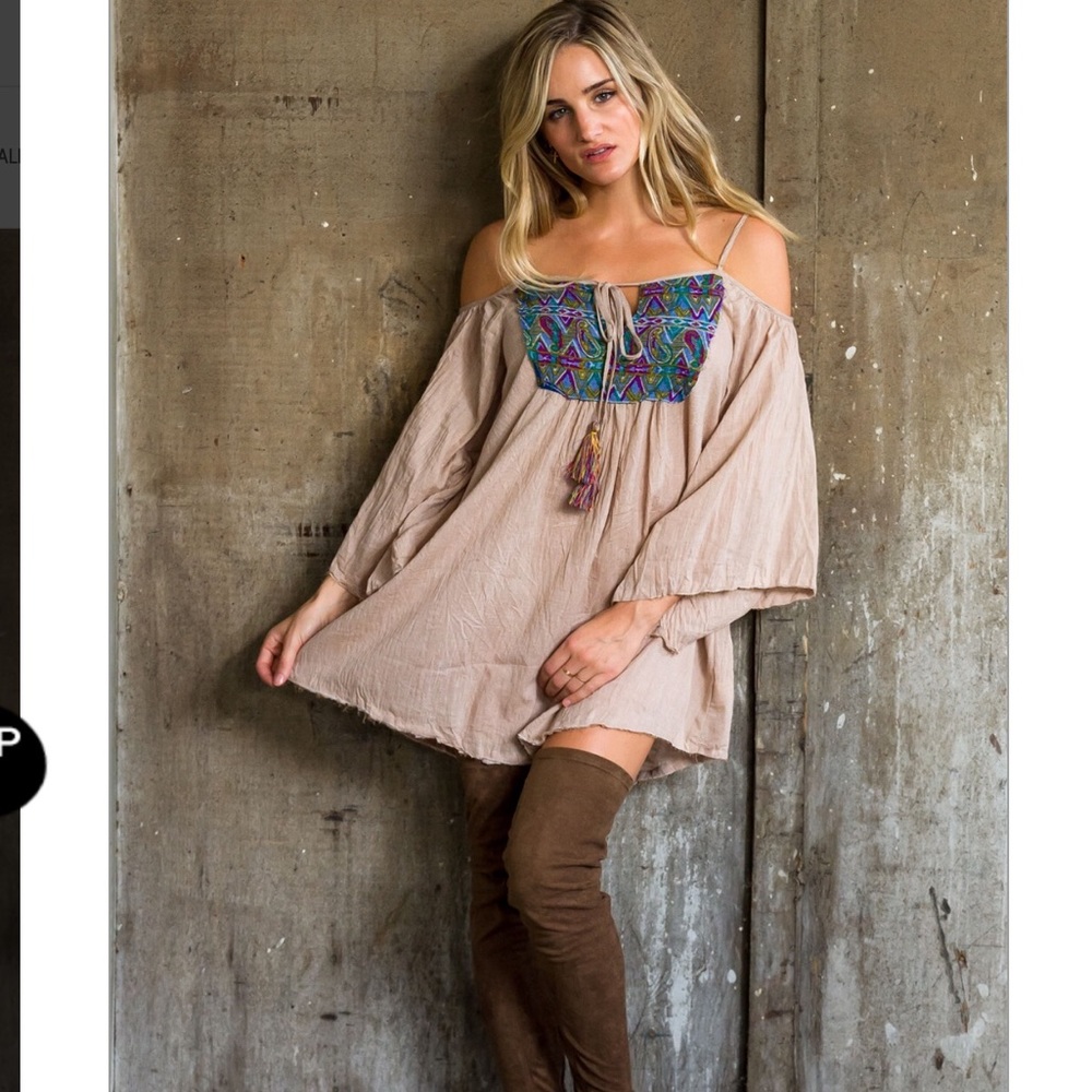 Beautiful boho style dress cold shoulder