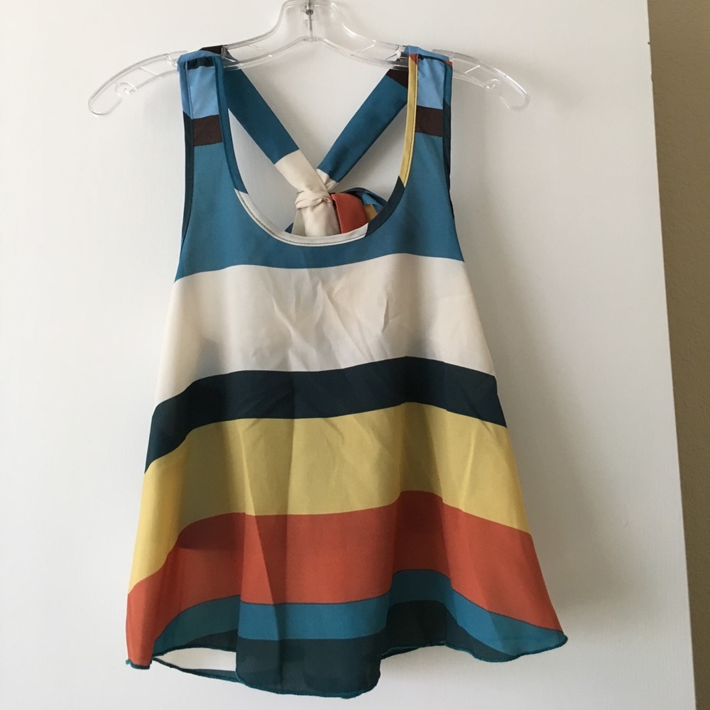 Adorable Striped Tank Top, open top back with bow