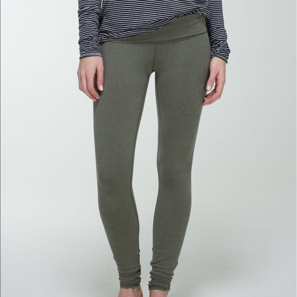 Lululemon fatigue green wunderunder cotton legging - Picture 2 of 5