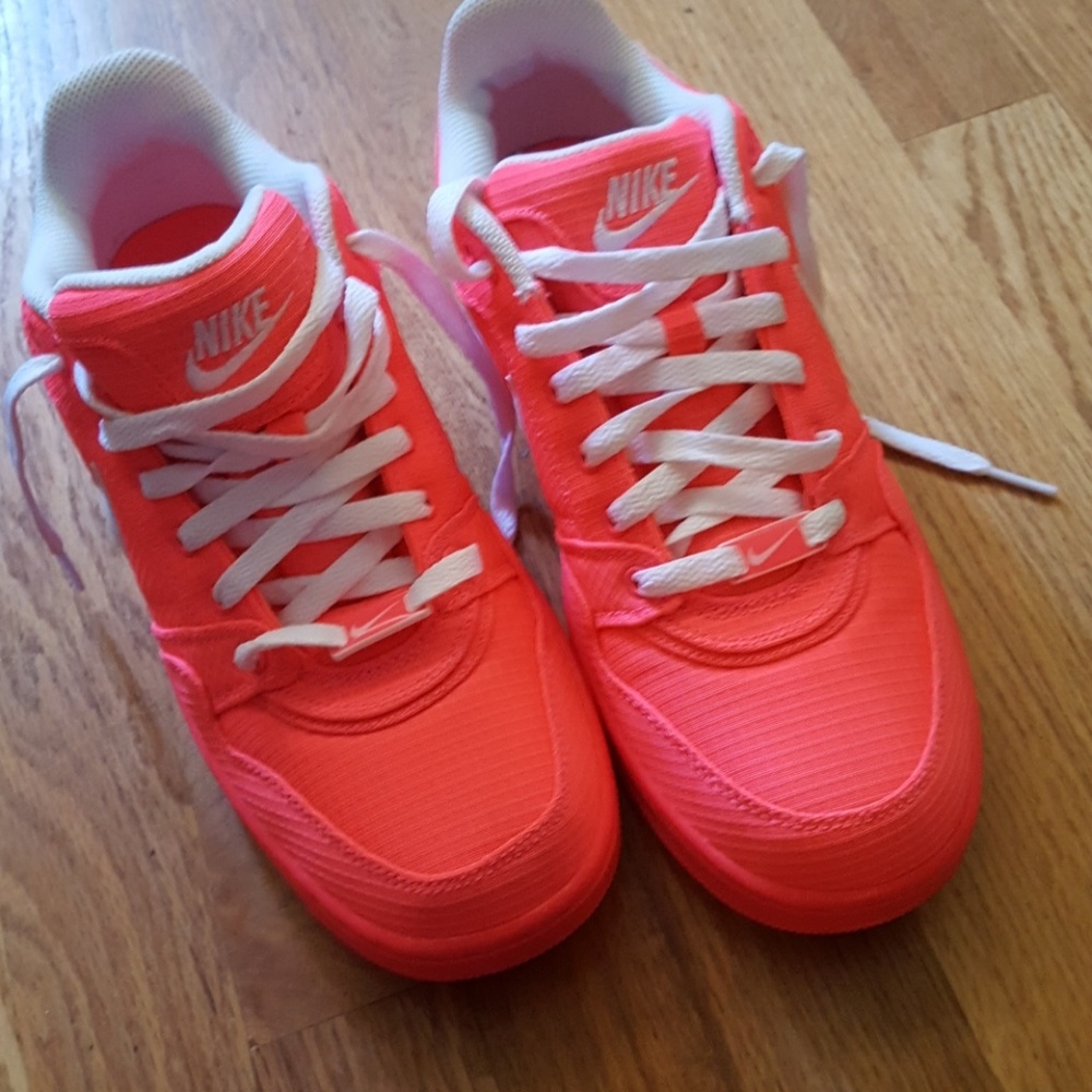Hot pink and white NIKE Air Force Ones