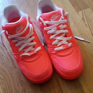 Hot pink and white NIKE Air Force Ones
