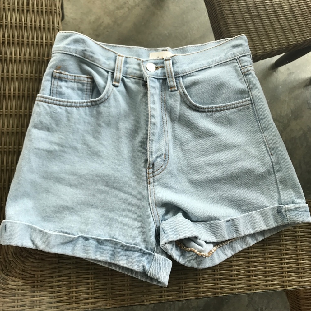 High Waisted Light Denim Shorts