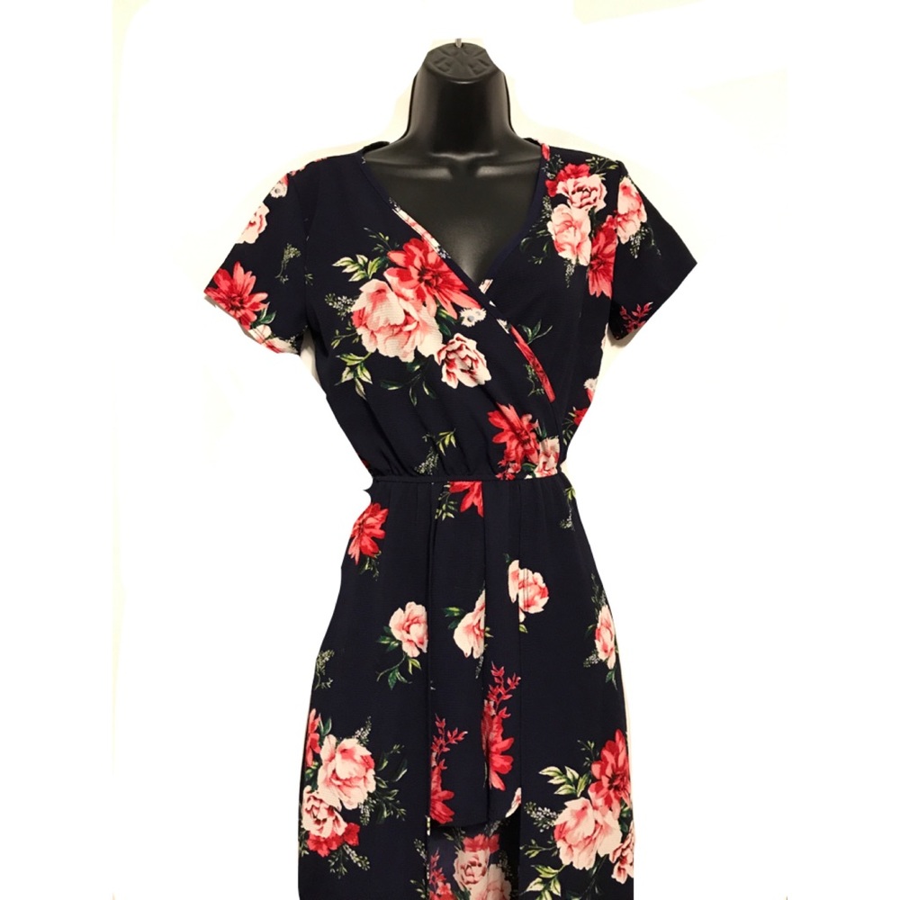 Navy Blue Floral Romper