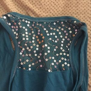 Blue tank top with some ruffles