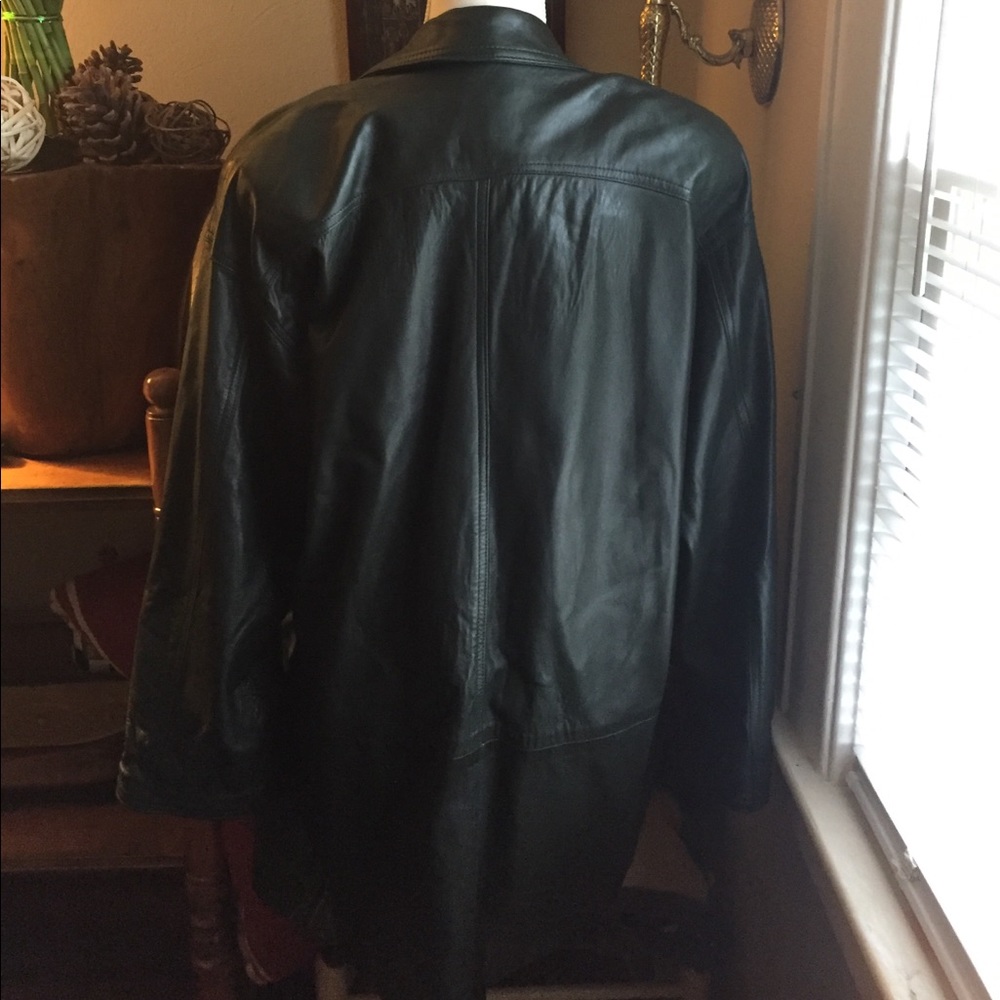 Vintage Green leather coat by Vakko.