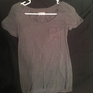 grey shirt with lace design