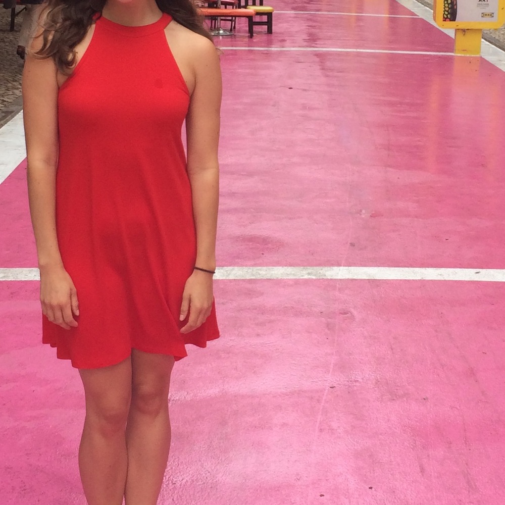 Express red halter dress size small