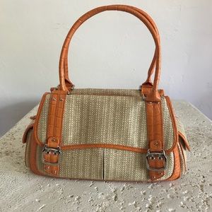 Cole Haan "Amanda" Straw Satchel Handbag