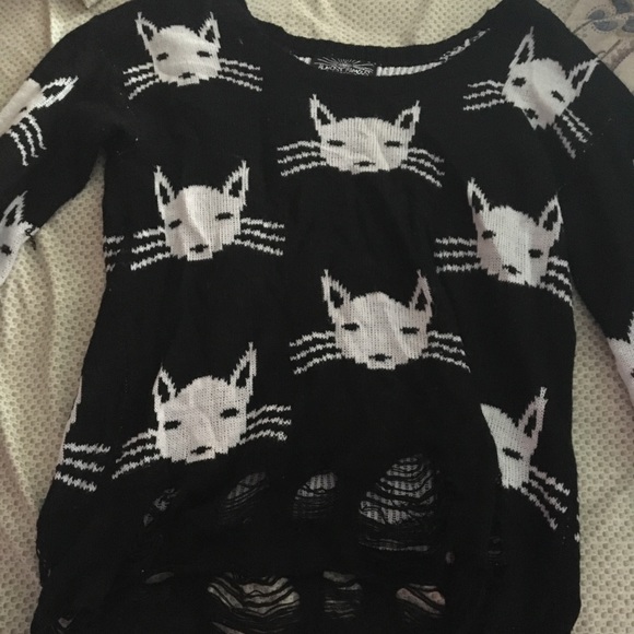 Long sleeve sweatshirt with cat prints - Picture 1 of 3
