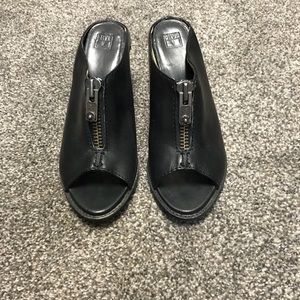 Frye Black Leather Mules