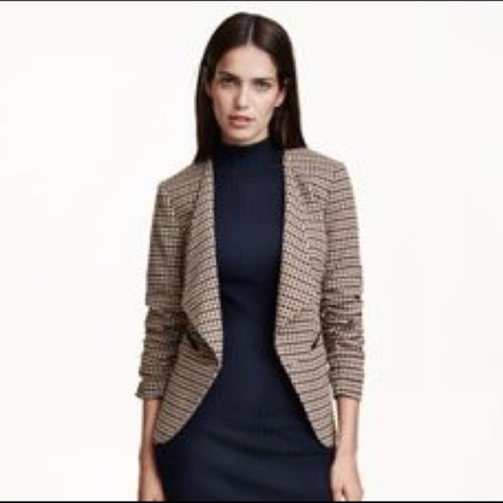 H&M Tan/Black Houndstooth Blazer