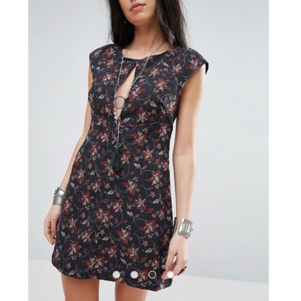 Free People Printed black mini dress