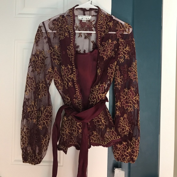 Chetta B Tops - Chetta B Silk Evening Top with Tie Waist