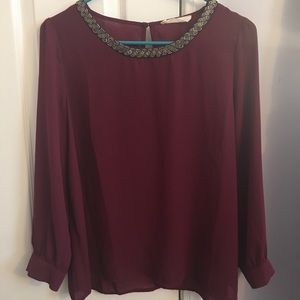Elodie Maroon Blouse Long Sleeve Women’s XL