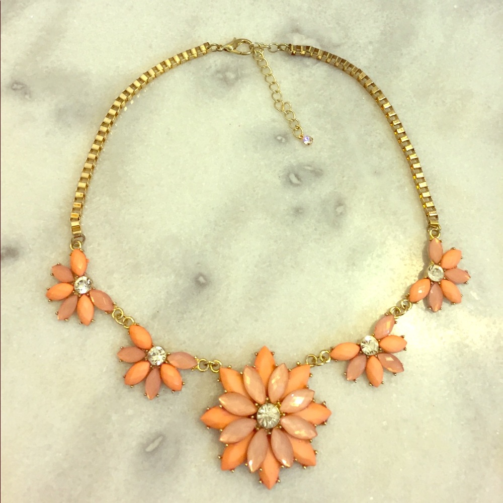 Forever 21 necklace with pink and orange flowers