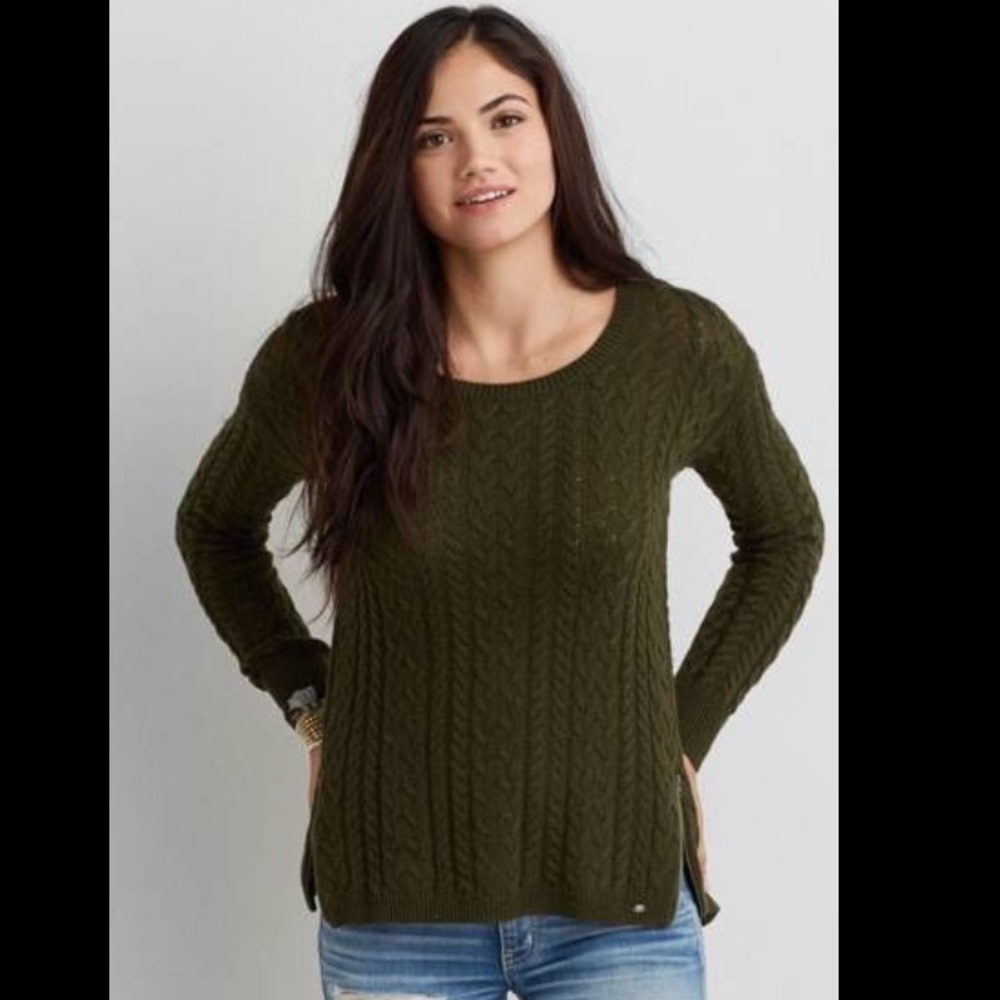 American Eagle Cable Zip Sweater