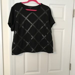 Eloquii, Black shirt w/faux leather details, Sz 22