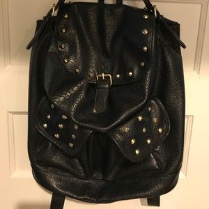 Black leather target backpack purse
