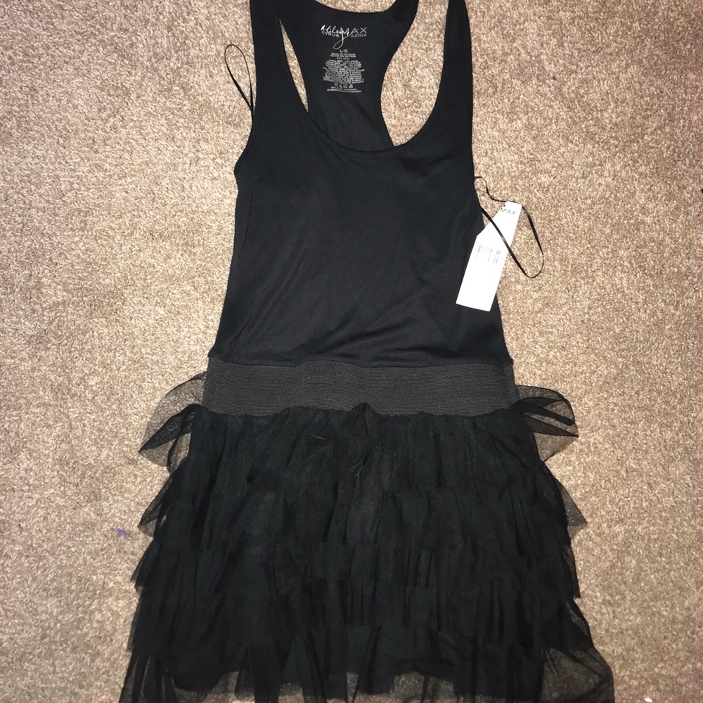 Black fitted ruffle dress
